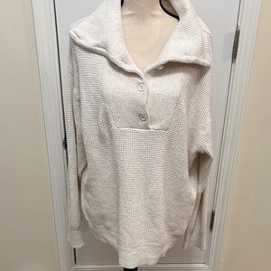 Aerie Cream Cowl Neck Oversized Sweater size Large